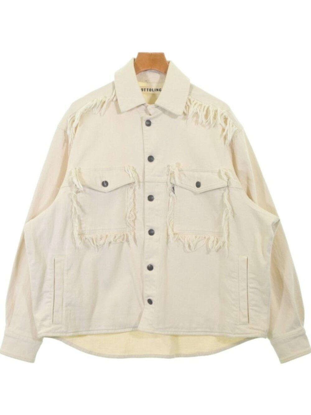 Ottolinger x ISKO Distressed Denim Jacket Size S Ivory Raw Edge